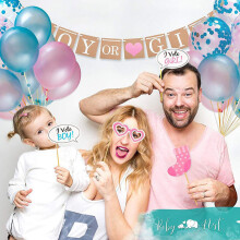 Kit de Guirlanda de Balões, Ideias e Jogos para Revelação de Gênero com Balão de Revelação de 91 cm e Confete, Adereços Fotográficos para