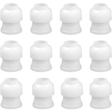 12 Pack Piping Bag Couplers for Quick Tip Switching, Durable Reusable Cake Decorating Set, White