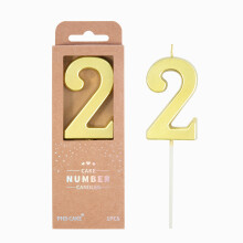 Gold Number 2 Birthday Candle 2.76 Inch Large Cake Decoration with EyeCatching Gold Finish
