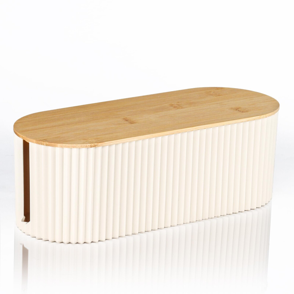Cable Management Box With Bamboo Lid, Cord Organizer For Desk And Tv, Hides Power Strips And Cables 9119770778215