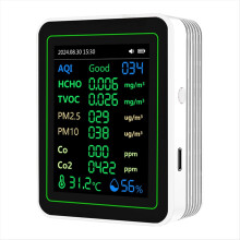 Luchtkwaliteitsdetector 12 in 1 Luchtkwaliteitstester Temperatuur/Vochtigheid/Tijd/CO/CO2/Curve/TVOC//PM2.5/PM10 Wit