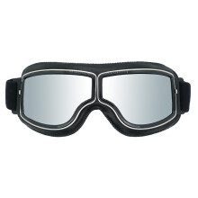 Motorradbrille im Vintage-Fliegerstil, winddicht, beschlagfrei, mit UV-Schutz, kratzfester Polycarbonat-Linse, verstellbarem Riemen und weichem