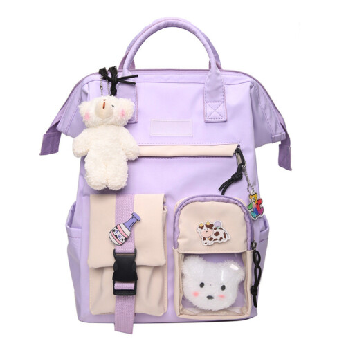 Mochila leve e adorável para adolescentes, com grande capacidade para laptops de até 15 polegadas, material durável e respirável, acessórios