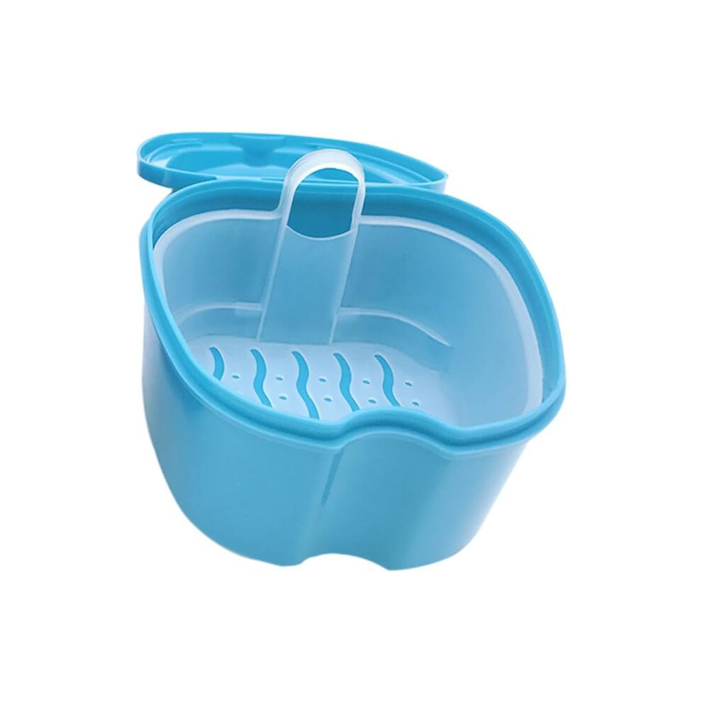 Cleaning with Strainer Basket for Oral Appliances, Mouthguard Storage Holder with Detachable Rinsing Basket for Easy Hygiene (Light Blue)