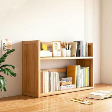 Compact Wooden Desktop Bookshelf with Drawer, TwoLayer Desk Organizer for Home Office Storage (Walnut, 70cm)