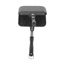 Non Stick Double Sided Grill Pan with Heat Resistant Handle for BBQ, Sandwiches and Panini