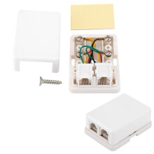 RJ11 Phone Jack Dual Port Surface Mount Box with 6P4C Female Outlets 2 Pack White