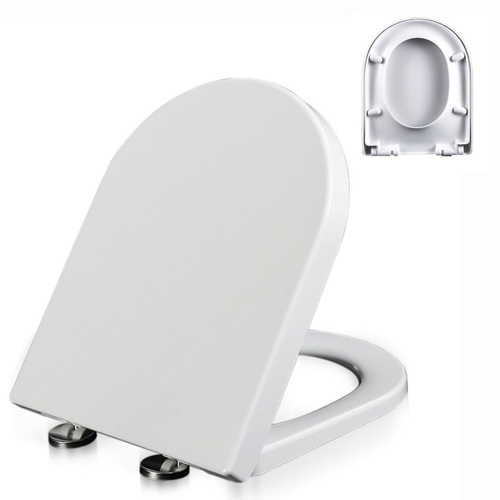 Dshaped Soft Close Toilet Seat With Quick Release And 360 Adjustable Hinges White 02A 9189345646454