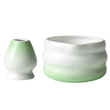 Matcha Bowl Set with Spout, Japanese Whisk Holder, Handcrafted Gradient Glaze Ceramic Gift