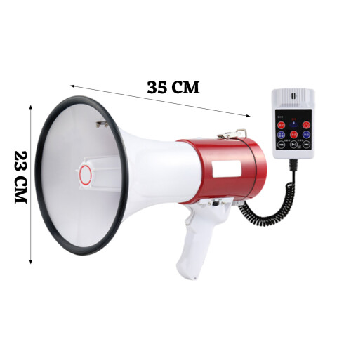 Ηχείο Bullhorn με σειρήνα, μεγάφωνο υψηλής ισχύος 50W με αποσπώμενο μικρόφωνο, φορητό 2