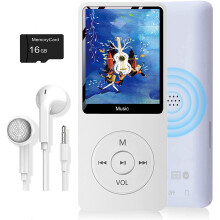 Central de entretenimento: Mini reprodutor de música portátil azul, som Hi-Fi sem perdas, 16 GB de armazenamento, bateria de longa duração, tela
