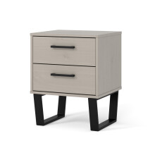 Texas - grey waxed pine industrial style 2 drawer bedside cabinet