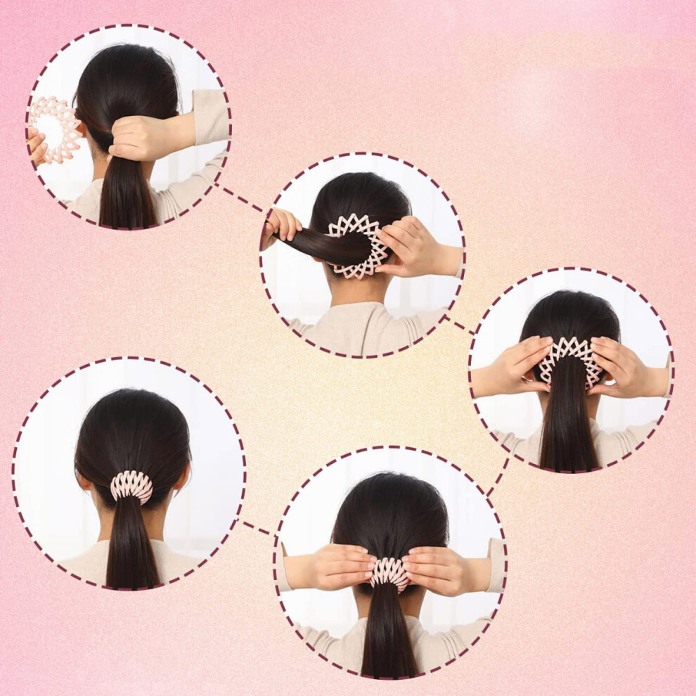 Bun Maker Hair Claw, Creative Hair Accessories, Stylish Tooth Design For Vintage Geometric Expandable Ponytail Holder (Various Colors)