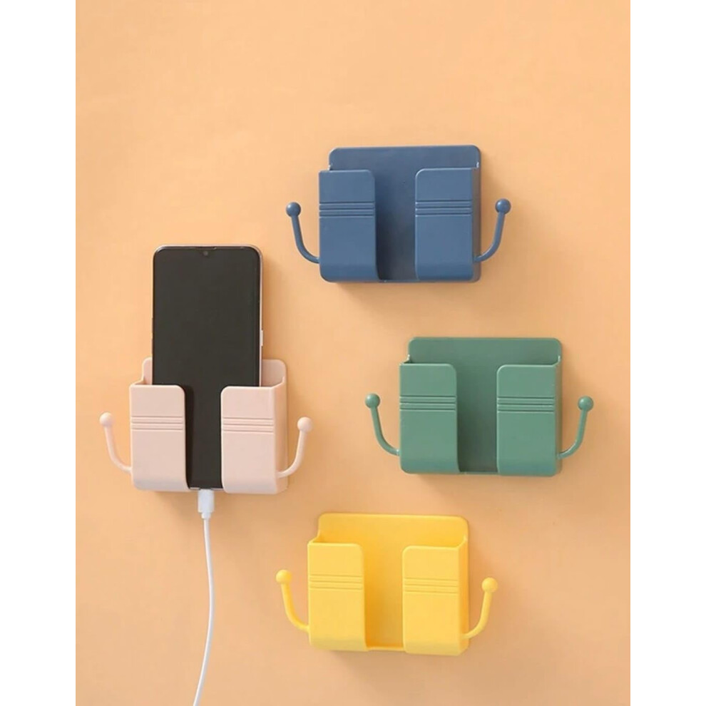 Wall Mounted Phone Holder With Cable Organizer, Nodrill Charging Station For Bedroom, 1Pc, /Green/White Blue/Pink/Yellow 9426802892505