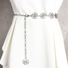 Chaîne de taille ajustable, ceinture de mariée avec accents de roses bohèmes, chaîne de ventre florale ornée de strass scintillants, design