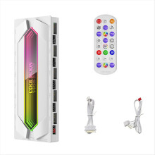 22 in 1 5V 3Pin ARGB en PWM HUB Controller PWM Fan Hub Splitter Power Remote voor PC Koelventilator Lichtstrip Wit