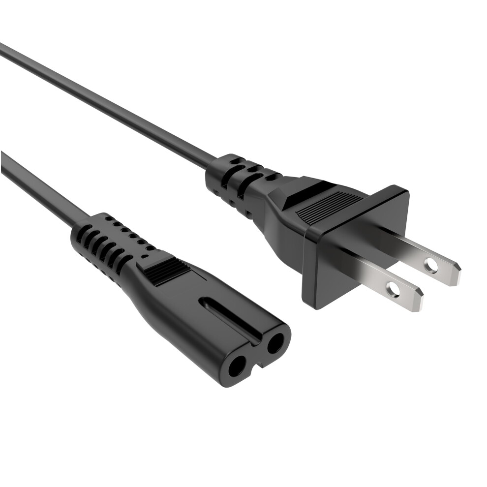 Universal 2 Prong Power Cord 5Ft Ac Cable For Laptop Tv Printer Console Durable And Safe Black 9189345646638