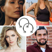 Septum gyűrűk sebészeti acél patkó alakú karika fülbevaló belső menetes súlyzóval Helix Daith porc kagyló piercing ékszerekhez sima