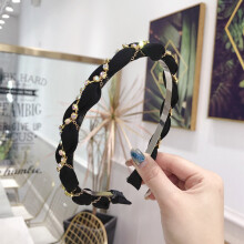 Parelversierde, glanzende decoratieve kristallen strass-steentjes in barokstijl voor vrouwen en meisjes, antislip fluweel, comfortabel om te dragen
