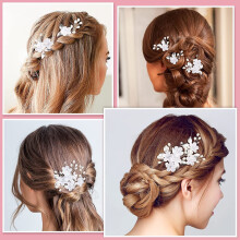 Accessoires de cheveux fleuris pour coiffure de mariée, accessoires de cheveux en forme de feuille ornés de strass et de perles, épingle à