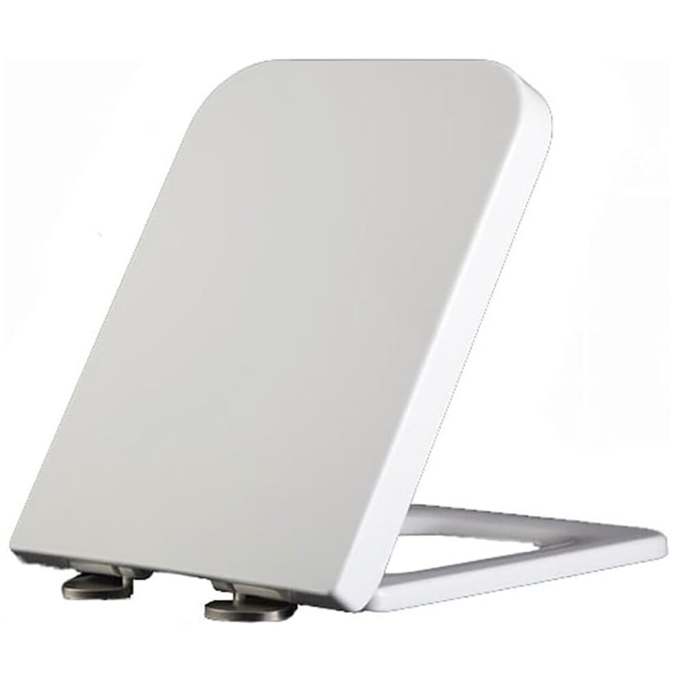 Soft Close Square Toilet Seat With Quick Release, Adjustable Hinges, Universal Fit White 04F 9001264061296