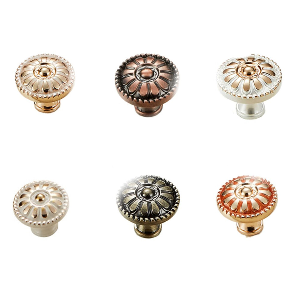 3Pcs Wooden Mushroom Cabinet Knobs Bronze Alloy Drawer Pull Handles Single Hole Round Design 9001264061265