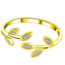 Verstellbare Ringe mit Zirkonia, hypoallergener Schmuck mit offenem Ring im Olivenblatt-Design, anlaufbeständige Sterlingsilberringe für Damen