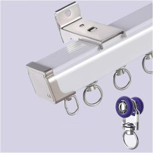 Heavy Duty Curtain Track System with Silent Glide, Wall Mount Aluminum Rail 14ft for Room Divider