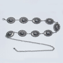 Verstellbare Taillenkette für Damen, Retro- und schicker Western-Kettengürtel mit türkisfarbenen Akzenten, Metall-Concho-Kettengürtel für