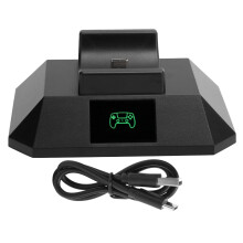 Stazione di ricarica per gestione dello spazio per accessori PS5 con ricarica rapida, illuminazione RGB, protezione da sovraccarico, indicatori LED,