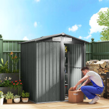 Outsunny 5ft x 4.3ft Outdoor Metal Storage Shed with Sliding Door Sloped Roof