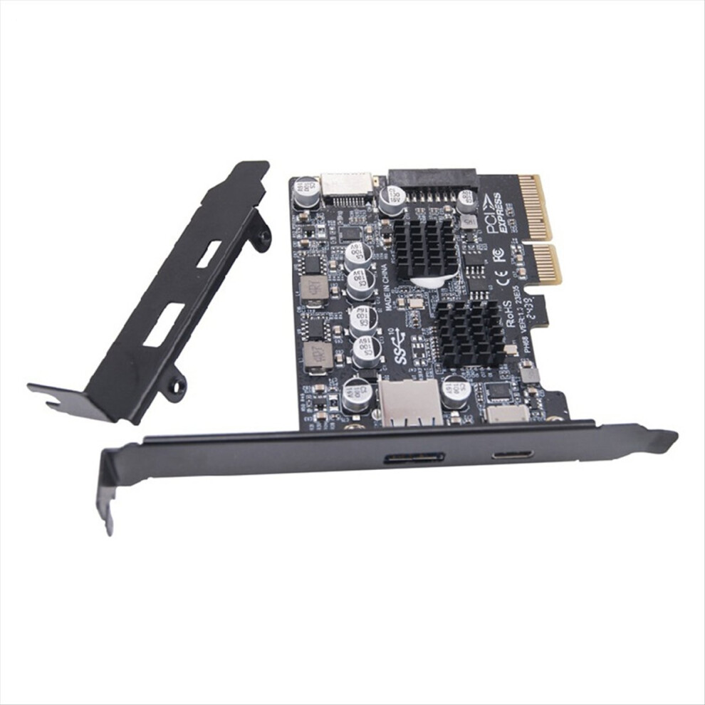 2 Ports Pci-E 4X To Usb 3.2 Gen 2 A Type C Expansion Card Front Type E 19P/20P Connector 10Gbps Full Speed Transmisson 4852840236882