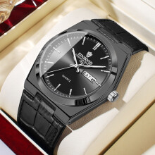 (Black skin - black steel - black surface - white nails) A new ultra-thin men's waterproof quartz wristwatch