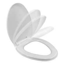 Elongated Toilet Seat with Builtin Potty Training, Quiet Close Lid, Easy Clean, White