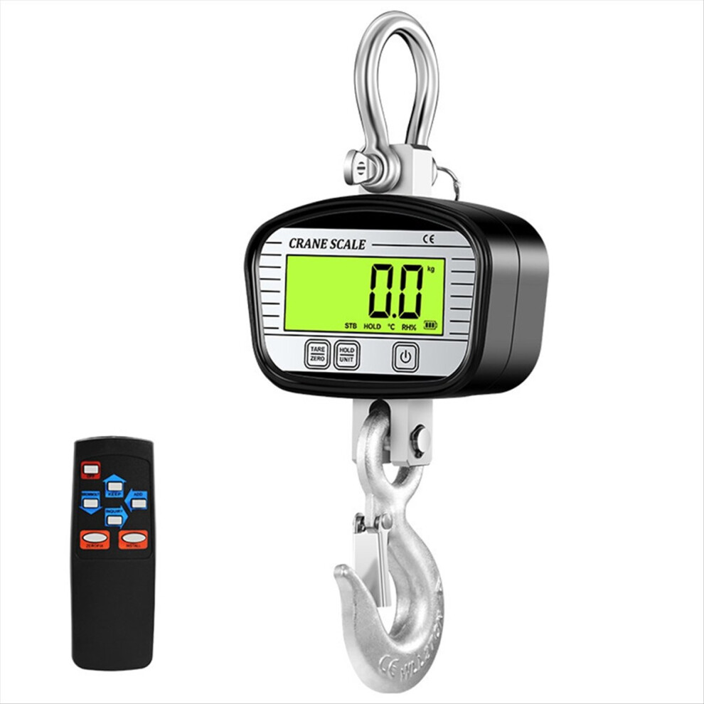 1000Kg Digital Crane Scales 0.1Kg Lcd Industrial Grade Heavy Duty Hook Scale Them Hygrometer Hold Weighing Meter Black 4852840216716