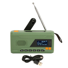 Radio AM/FM con alerta meteorológica NOAA, manivela y linterna LED con carga solar. Radio portátil de emergencia con alarma SOS y múltiples