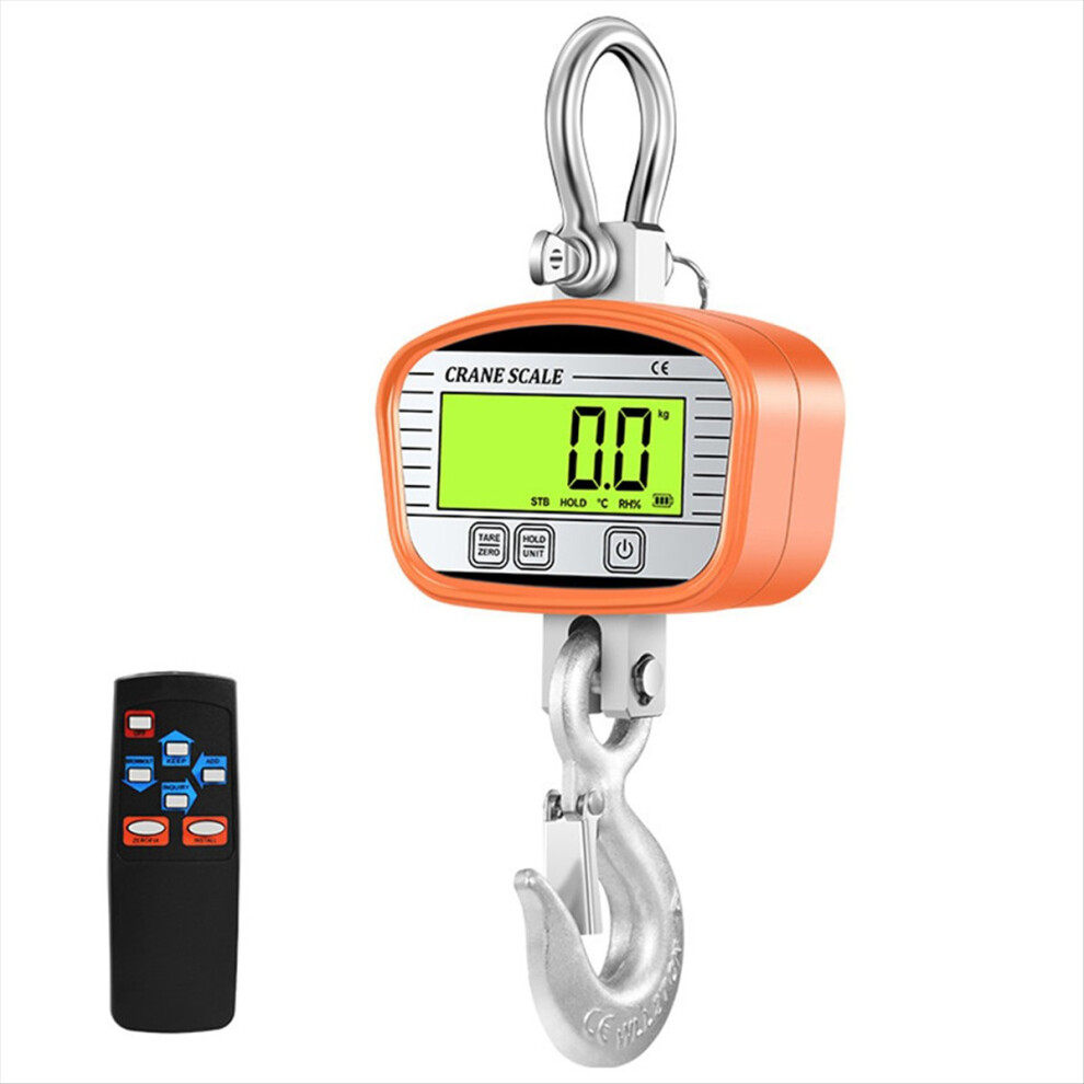 1000Kg Digital Crane Scales 0.1Kg Lcd Industrial Grade Heavy Duty Hook Scale Them Hygrometer Hold Weighing Meter Orange 4852840216693