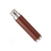 Stainless Steel Wine Flask with Leather Cover Compact Portable Tube for Travel Outdoor Use