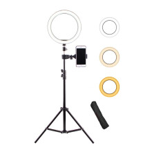 10 Inch LED Ring Light with 63 Inch Tripod and 360 Phone Holder for Makeup YouTube Live Streaming