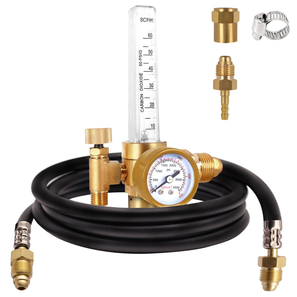 Argon Co2 Regulator With Flowmeter For Mig Tig Welding, Cga580 Tank, 6.8Ft Hose Kit 9001264061753