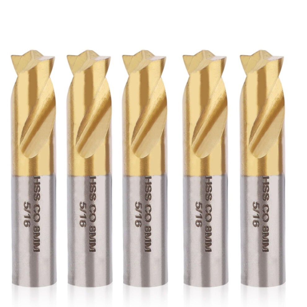 5Pcs Spot Weld Drill Bit Set 8Mm Speed Steel Titanium Coated For Precision Automotive Removal 9001264062354