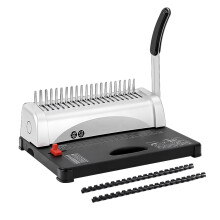 Comb Binding Machine 21Hole for A4 A5 Letter Paper, 450 Sheet Capacity with 100 Spines Silver