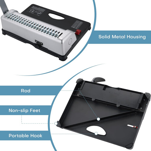 Binding Machine 21Hole 450Sheet Capacity with Starter Kit 100 Combs for Office Documents 1