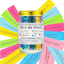 Bible Verse Jar with Daily Scripture Inspiration, Christian Gift for Women and Men, ColorCoded Cards