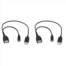 2 Micro-USB-auf-USB-OTG-Adapterkabel (weiblich) mit USB-Stromanschluss, geeignet für elektronische Geräte mit OTG-Funktion