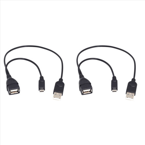 2 Micro-USB to USB Female OTG Adapter Cable with USB Power Interface Suitable for Electronic Devices with OTG