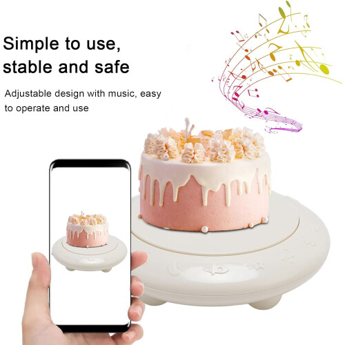 Automatic Rotating Cake Stand with Music, Adjustable 360 Cake Turntable for Decorating and Display 2