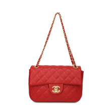 (Red) Classic diamond flap crossbody bag shoulder bag