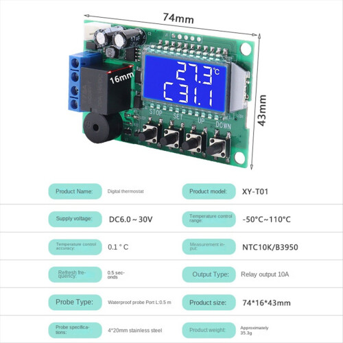 XY-T01 Digitale thermostaat Verwarming Koeling Digitale temperatuurregelaar Temperatuurregelmodule 1