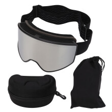 Skibril met magnetische lens, frameloos, UV-bescherming, anti-condens, dubbellaags lens, snowboardbril voor mannen en vrouwen met verstelbare band en